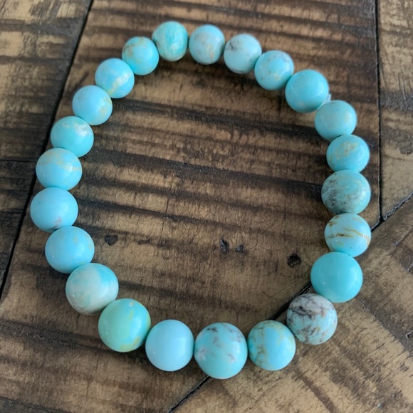🎉 HP 🎉 8mm Turquoise Handmade Bracelet Chakra - Picture 3 of 5